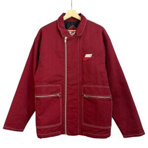 Supreme x‎ Nike Mens Double Zip Quilted Work Jacket Burgundy M Streetwear Chore